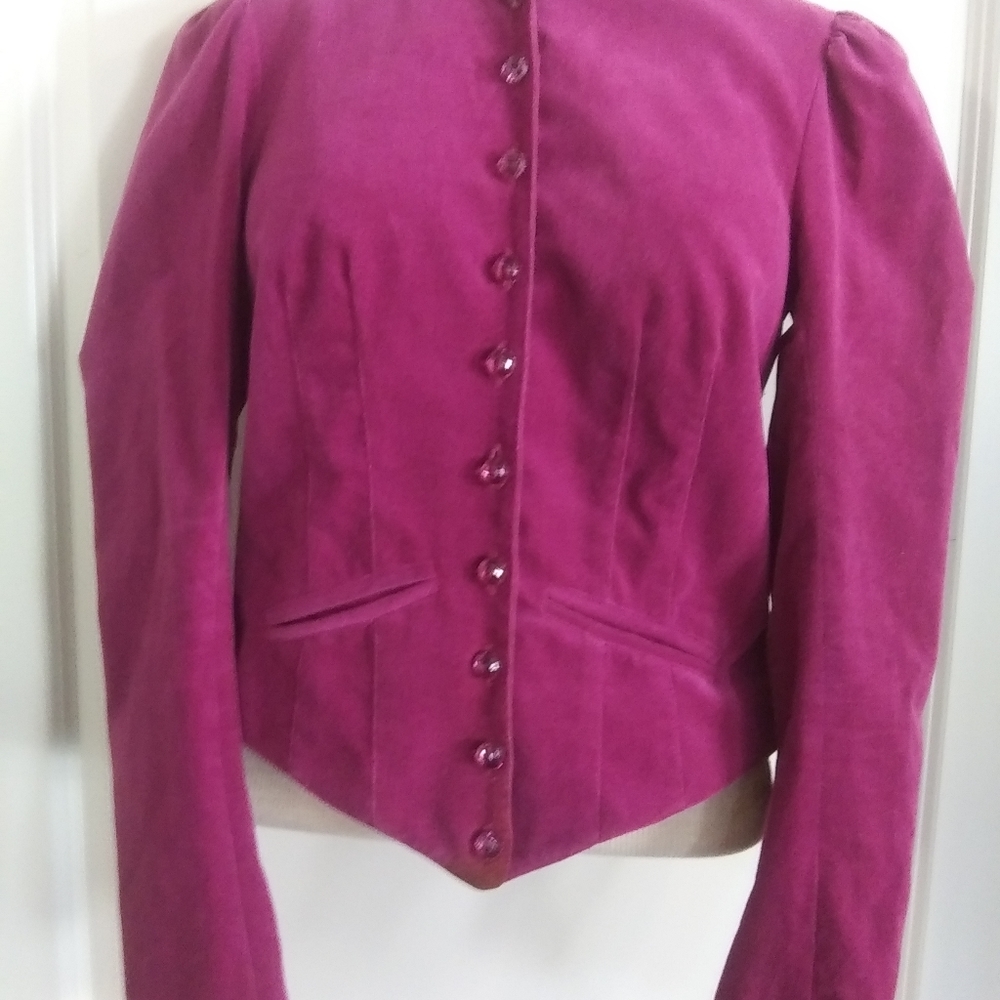 Betsy Johnson magenta velvet jacket